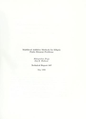 Cover for Multilevel additive methods for elliptic finite element problems.