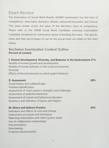 Cover for ASWB bachelor exam study guide