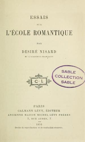 Cover for Essais sur l'école romantique