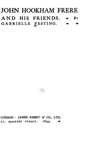 Cover for John Hookham Frere and his friends.