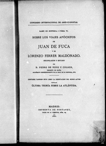 Cover for Sobre los viajes apócrifos de Juan de Fuca y de Lorenzo Ferrer Maldonado