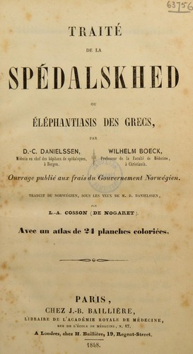 Cover for Trait©♭ de la sp©♭dalskhed ou ©♭l©♭phantiasis des Grecs