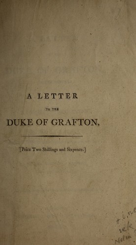 Cover for A letter to the Duke of Grafton