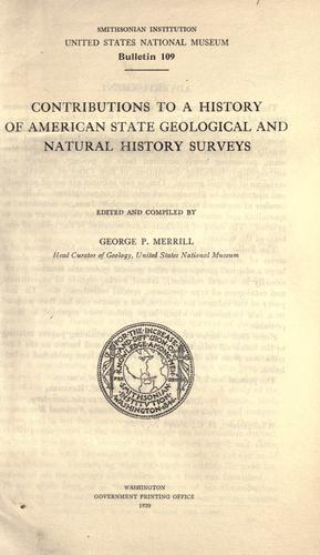 Cover for Contributions to a history of American state geological and natural history surveys