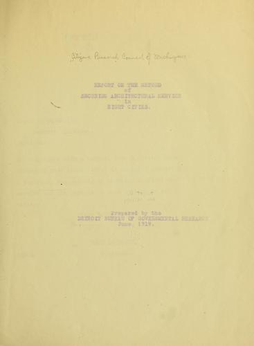 Cover for Report on the method of securing architectural service in eight cities