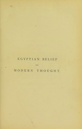 Cover for Egyptian belief and modern thought
