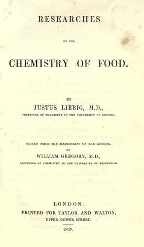 Cover for Researches on the chemistry of food