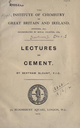 Cover for Lectures on cement.