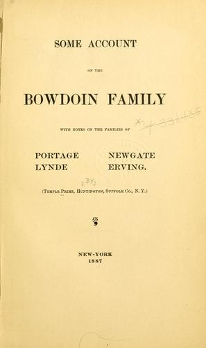 Cover for Some account of the Bowdoin family