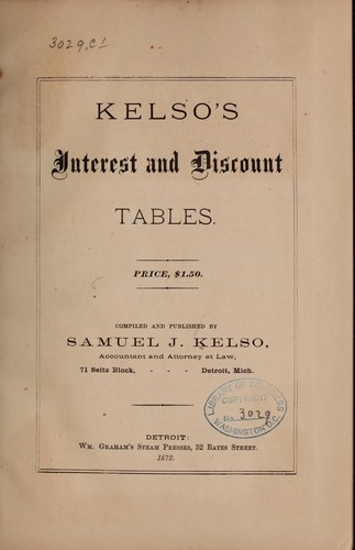 Cover for Kelso's interest and discount tables ...