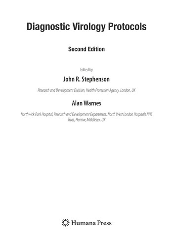 Cover for Diagnostic virology protocols