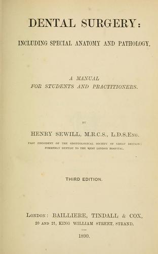 Cover for Dental surgery, including special anatomy and pathology.