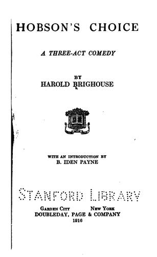 Cover for Hobson's choice