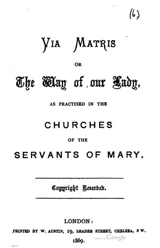Cover for Via Matris, or The way of our Lady