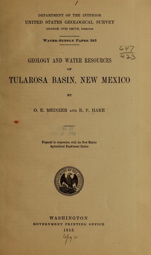 Cover for --Geology and water resources of Tularosa basin, New Mexico