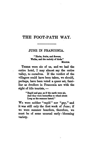 Cover for The Foot-path Way