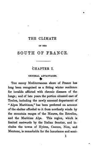 Cover for The climate of the south of France, and its varieties most suitable for invalids