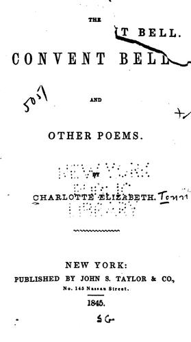 Cover for The Convent Bell: And Other Poems