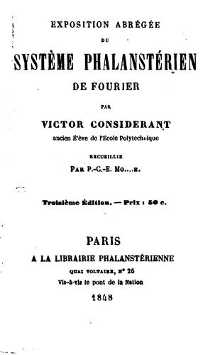 Cover for Exposition abrégée du système phalanstérien de Fourier