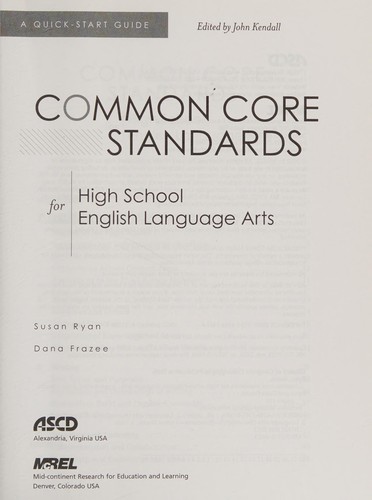 Cover for Common core standards for high school English language arts