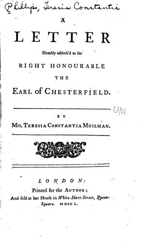 Cover for A Letter Humbly Address'd to the Right Honourable the Earl of Chesterfield