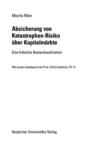 Cover for Absicherung von Katastrophen-Risiko über Kapitalmärkte