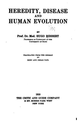 Cover for Heredity, Disease and Human Evolution
