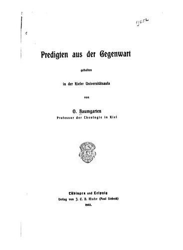 Cover for Predigten aus der Gegenwart: Gehalten in der Kieler Universitätsaula