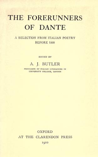 Cover for The forerunners of Dante