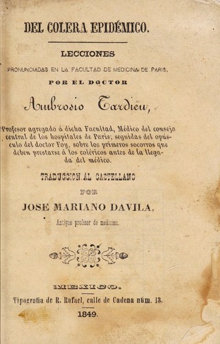 Cover for Del colera epid©♭mico