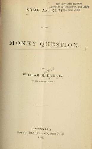 Cover for Some aspects of the money question