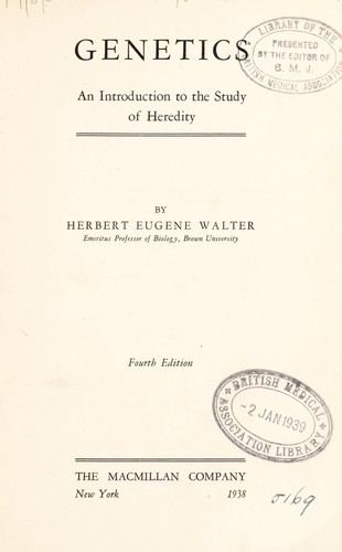 Cover for Genetics; an introduction to the study of heredity.