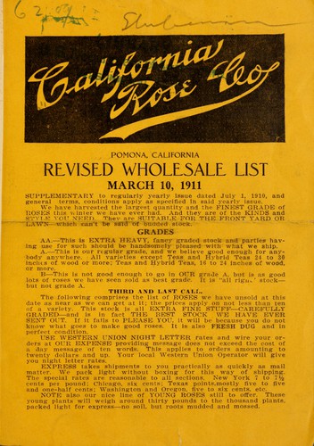 Cover for Revised wholesale list