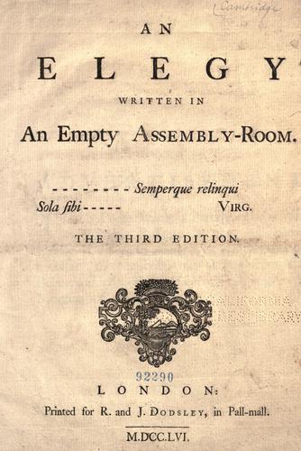 Cover for An elegy written in an empty assembly-room.