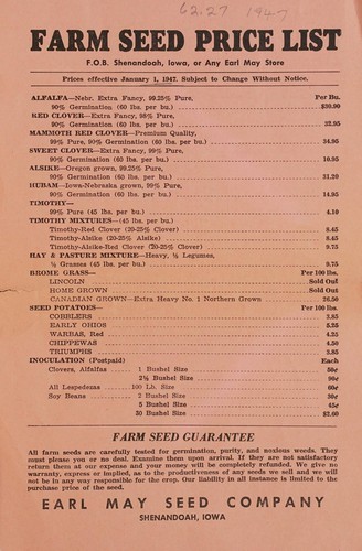 Cover for Farm seed price list