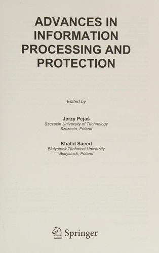Cover for Advances in information processing and protection