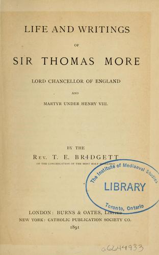 Cover for Life and writings of Sir Thomas More