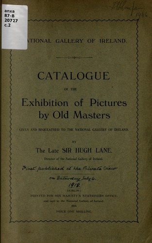 Cover for Catalogue of the exhibition of pictures by old masters