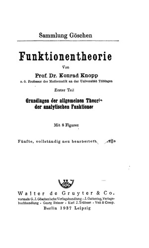 Cover for Funktionentheorie
