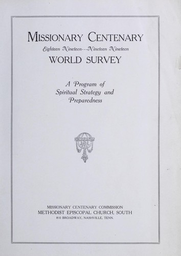 Cover for Missionary centenary 1819-1919