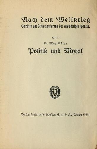 Cover for Politik und Moral