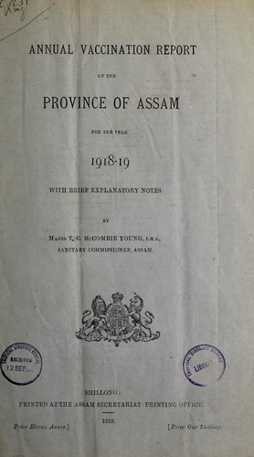 Cover for Annual vaccination returns of the Province of Assam