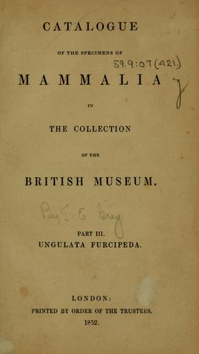 Cover for Catalogue of the specimens of mammalia in the collection of the British Museum.