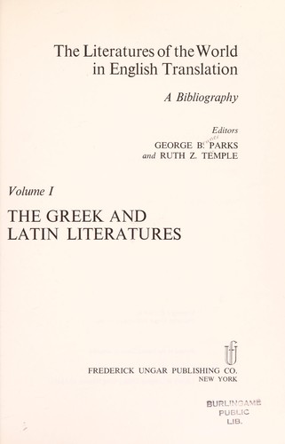 Cover for The Greek and Latin literatures.
