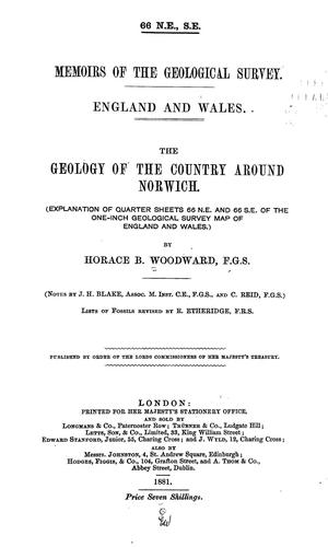 Cover for The geology of the country around Norwich
