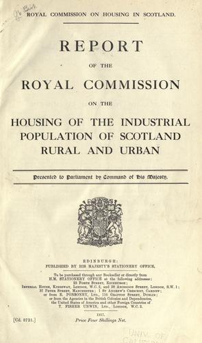 Cover for Report of the Royal commission on the housing of the Industrial population of Scotland, rural and urban