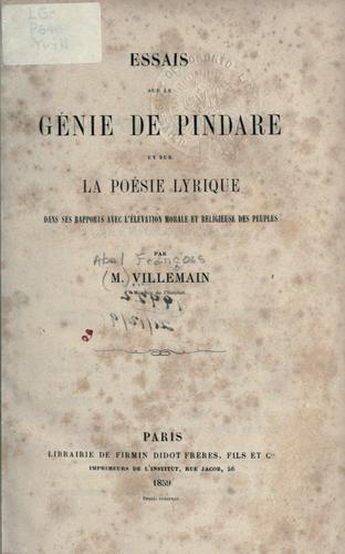 Cover for Essais sur le génie de Pindare