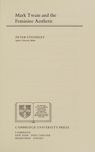 Cover for Mark Twain and the Feminine Aesthetic