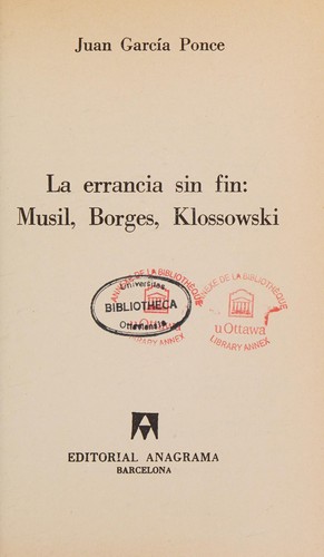Cover for La errancia sin fin