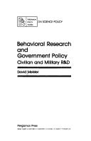 Cover for Government supported behavioral science research